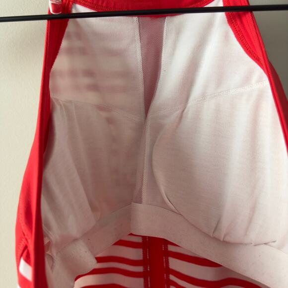 Lululemon Hip To Be Zen Halter in Twin Stripe Love Red / Love Red Tank Top Pads - Picture 9 of 11